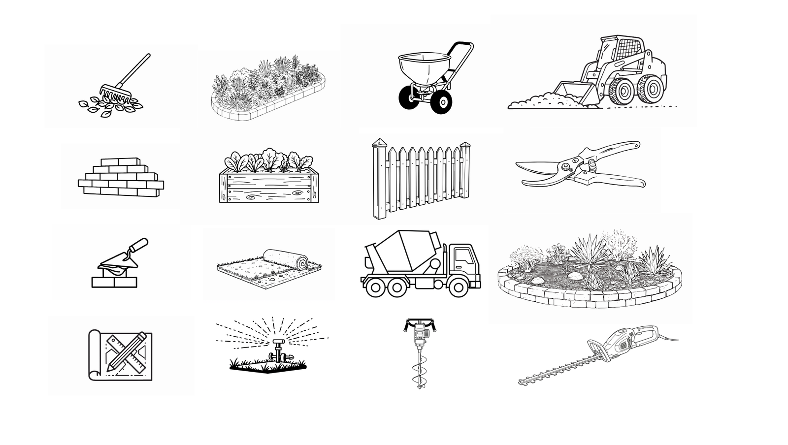66 Landscaping Icons – PNG (Black & White + Color)