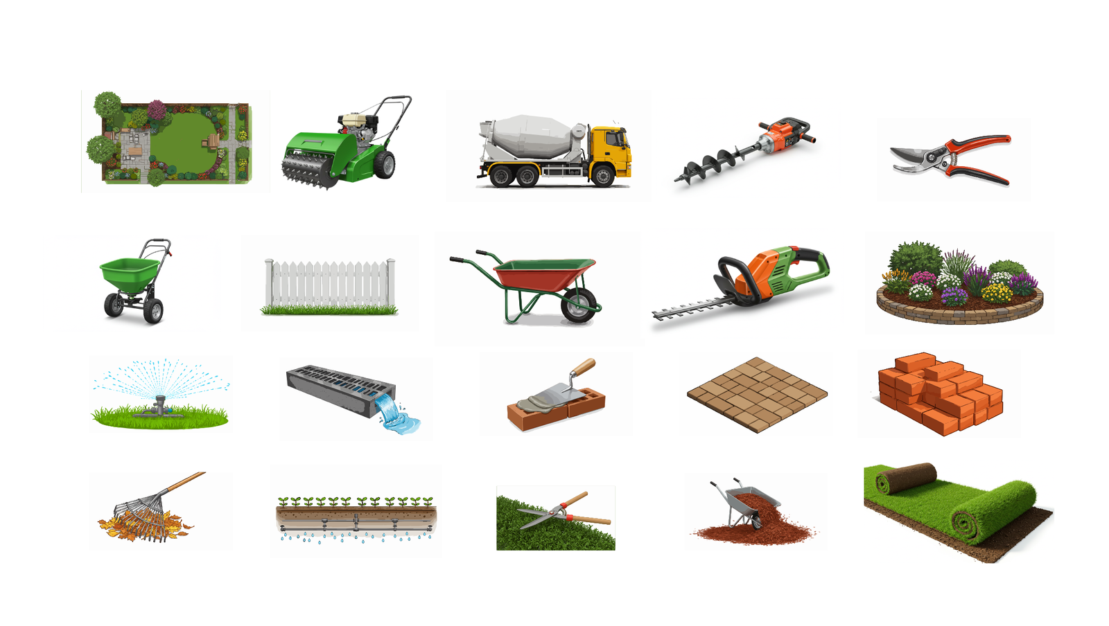 132 Landscaping Icons – Black & White + Color | PNG & SVG